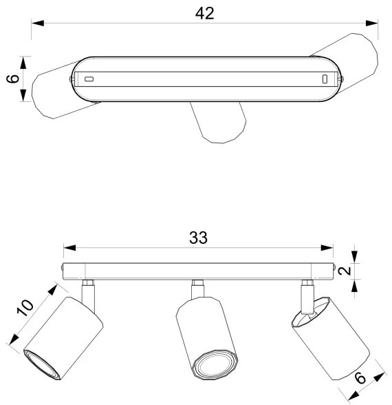 Bodové svietidlo BELLO 3xGU10/8W/230V čierna