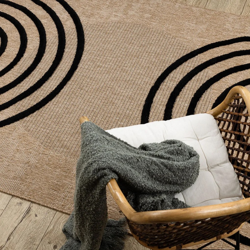 Dywany Łuszczów, Kusový koberec Spark 0688 beige/black, 160x220, béžová, chodba / predsieň