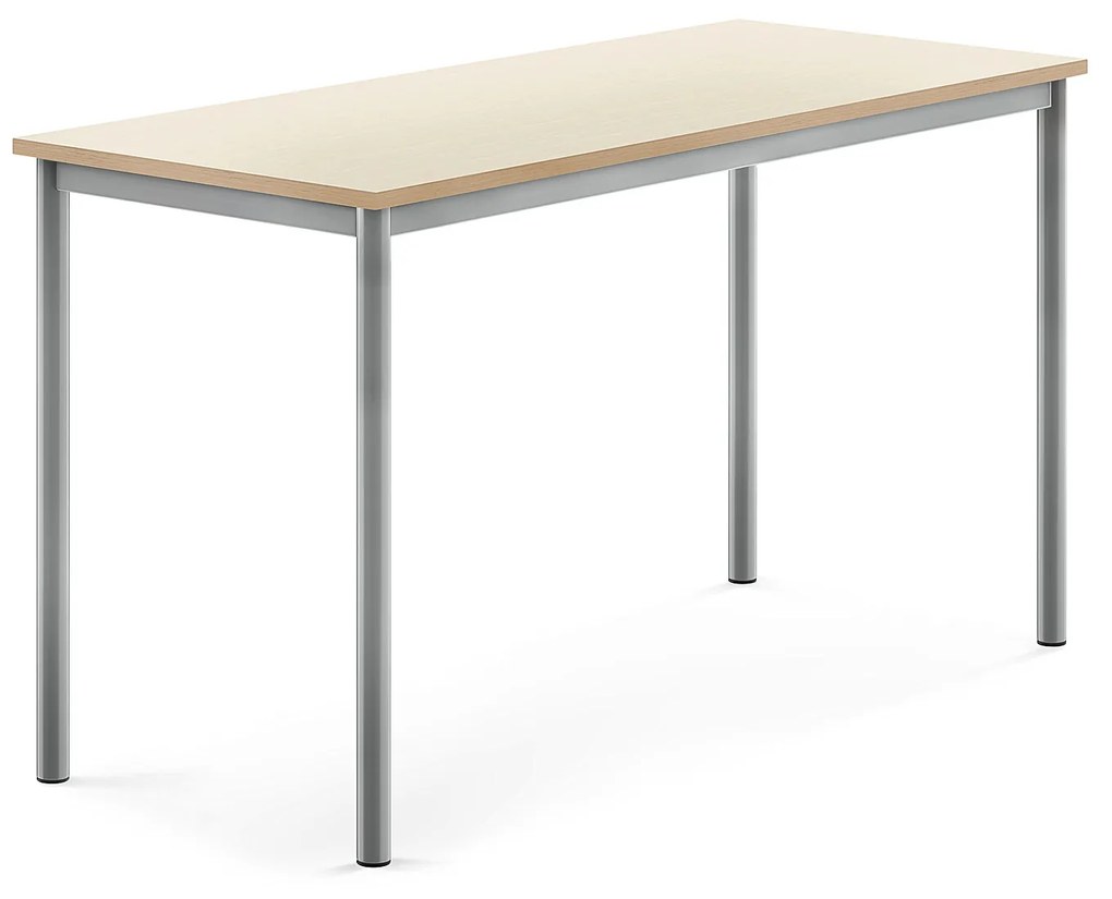 Stôl BORÅS, 1400x600x760 mm, laminát - breza, strieborná