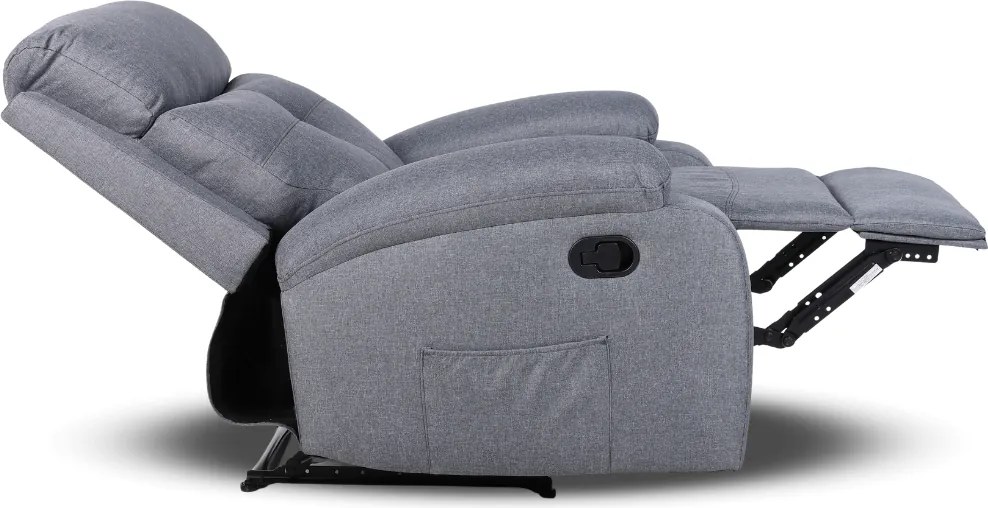 Relaxačné polohovacie TV kreslo VITO — látka, sivá, nosnosť 130 kg