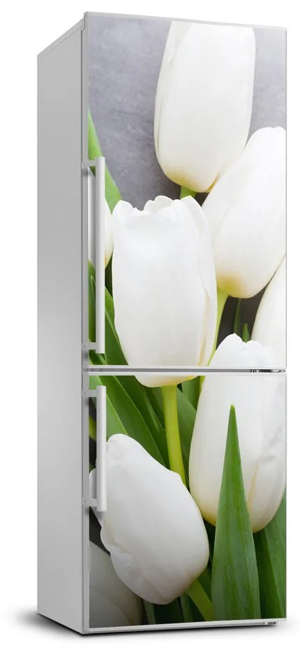 Nálepka fototapeta chladnička Biele tulipány FridgeStick-70x190-f-104270630