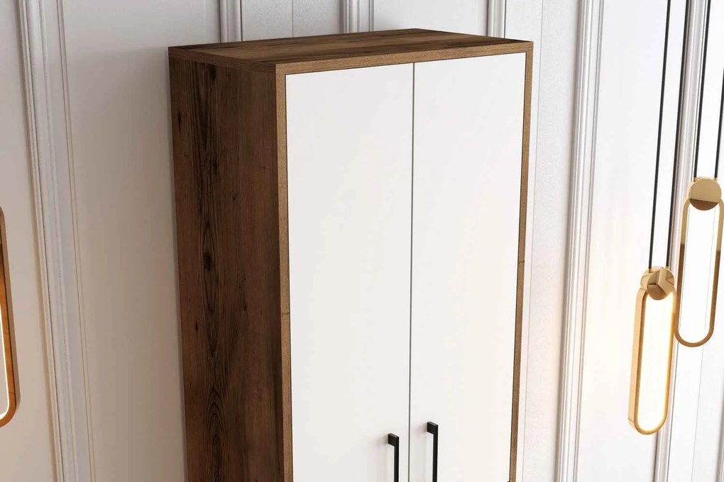 Dizajnová skriňa na topánky Zaidin 200 cm orech biely