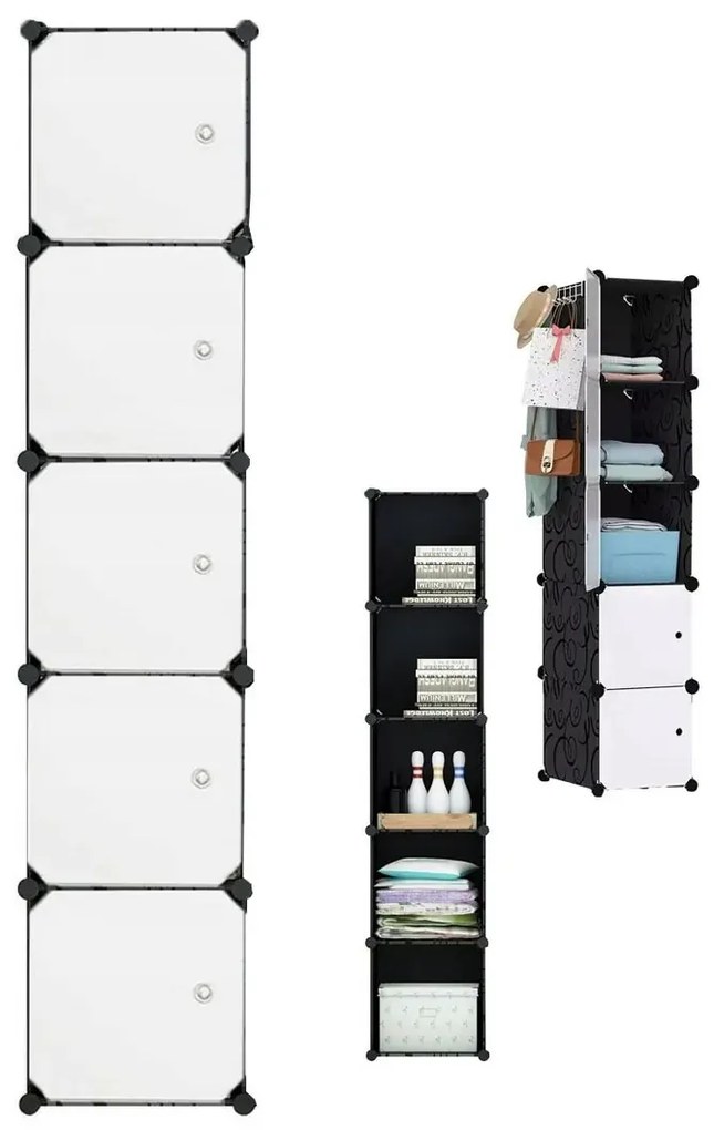 Hogler 3411 Variabilný policový systém 5 políc 175 x 37 x 47 cm, čierna