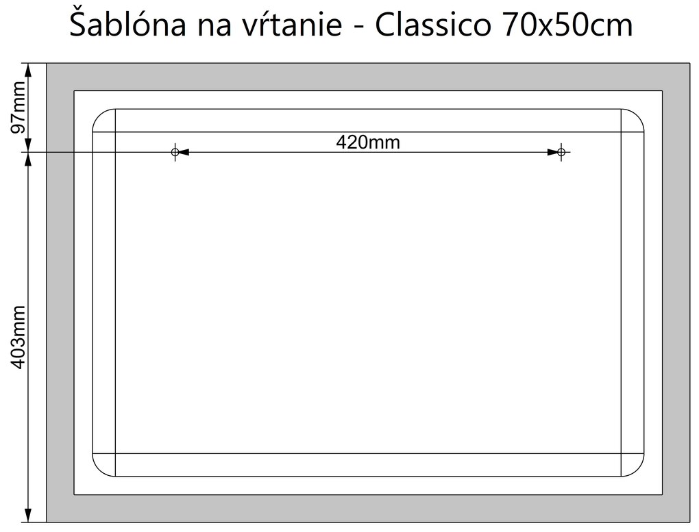 LED zrkadlo Classico 70x50cm studená biela - diaľkový ovládač Farba diaľkového ovládača: Čierna