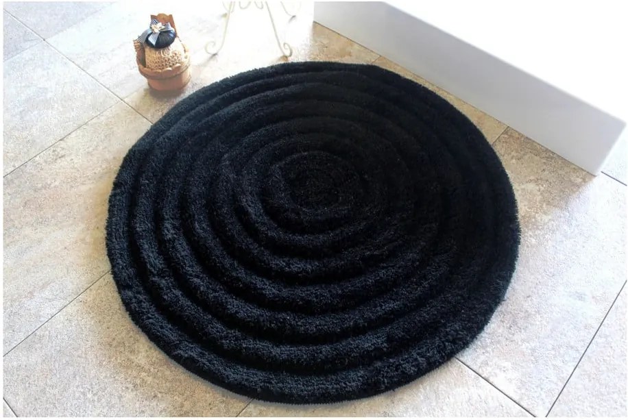 Kúpeľňová predložka Round Black, Ø 90 cm