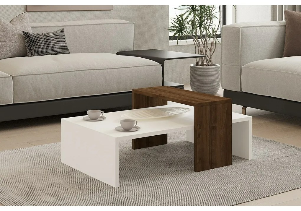 Konferenčný stolík Glow White and Walnut