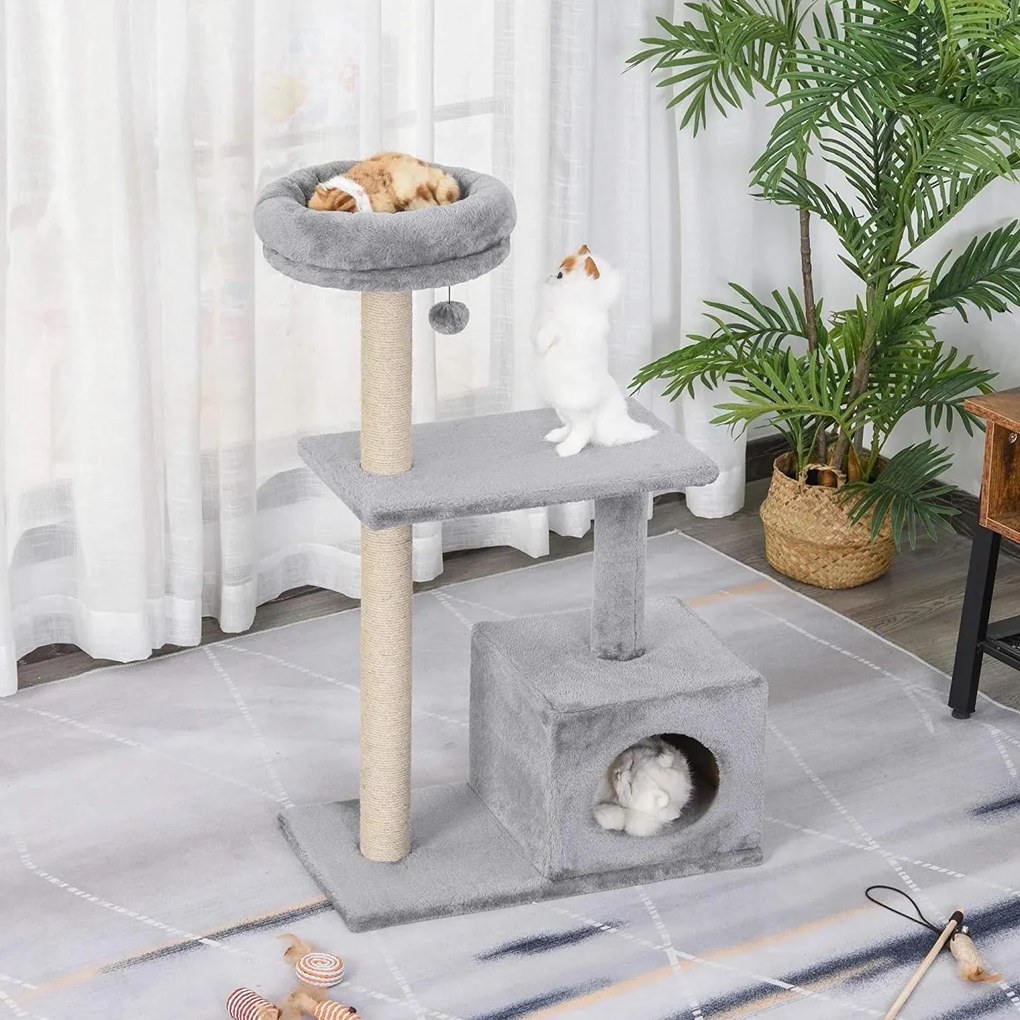 Tutumi Tutumi, škrabadlo, posteľ, veža 85 cm pre mačky 331668, šedá, HOM-02842