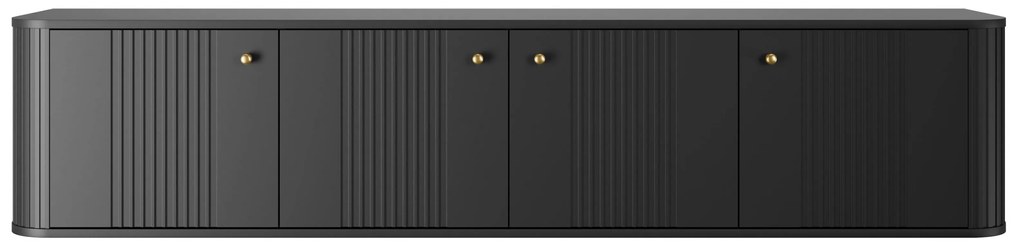 Závesný TV stolík Vespera 4D 187 cm - čierna / zlatá