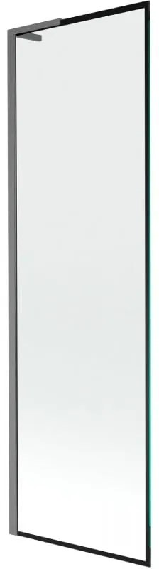 Mexen Next L, 1-krídlová vaňová zástena 60 x 150 cm, 6mm číre sklo-čierny vzor, grafitový profil, 895-060-000-03-70-66