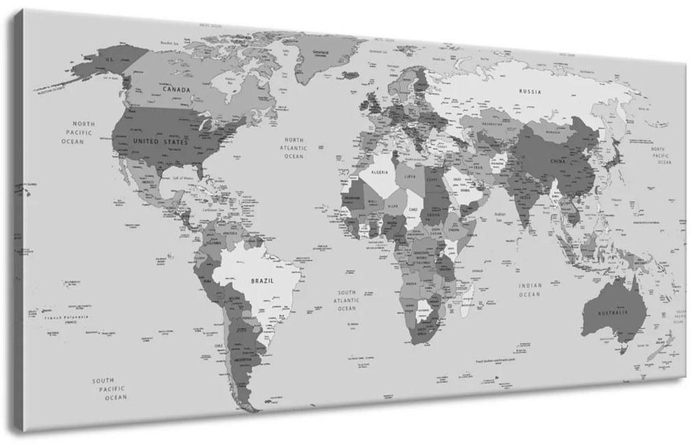 Gario Obraz na plátne Praktická mapa sveta Veľkosť: 115 x 55 cm