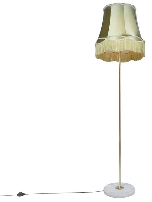 Retro stojaca lampa mosadz s tienidlom Granny zelená 45 cm - Kaso