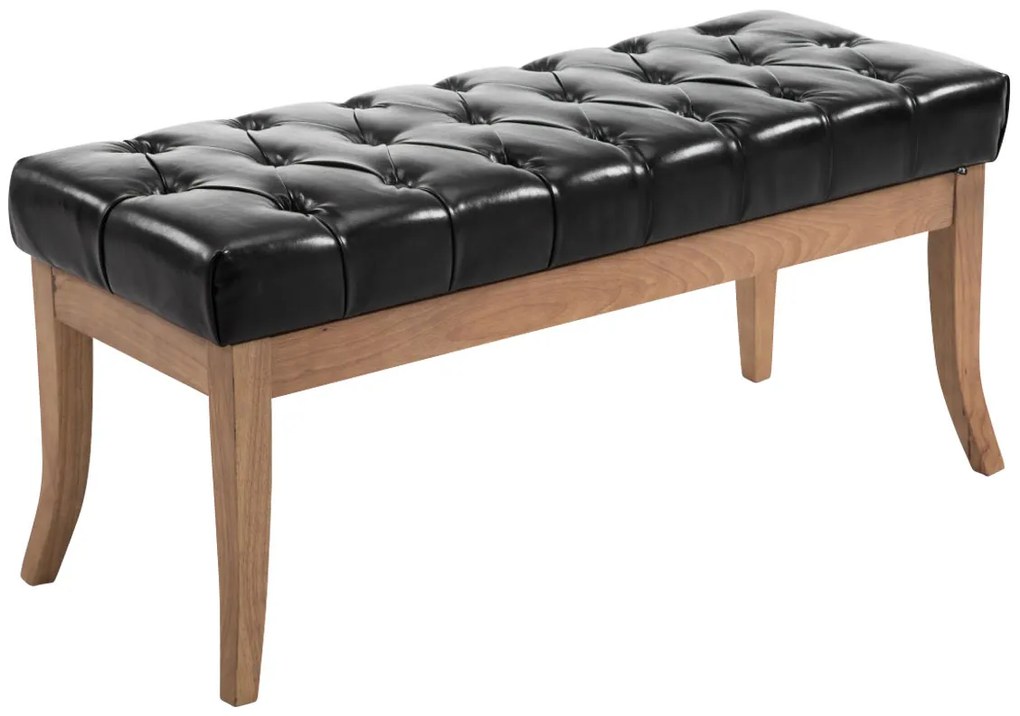 Lavica Ramses 100, drevené nohy antik svetlé - Čierna