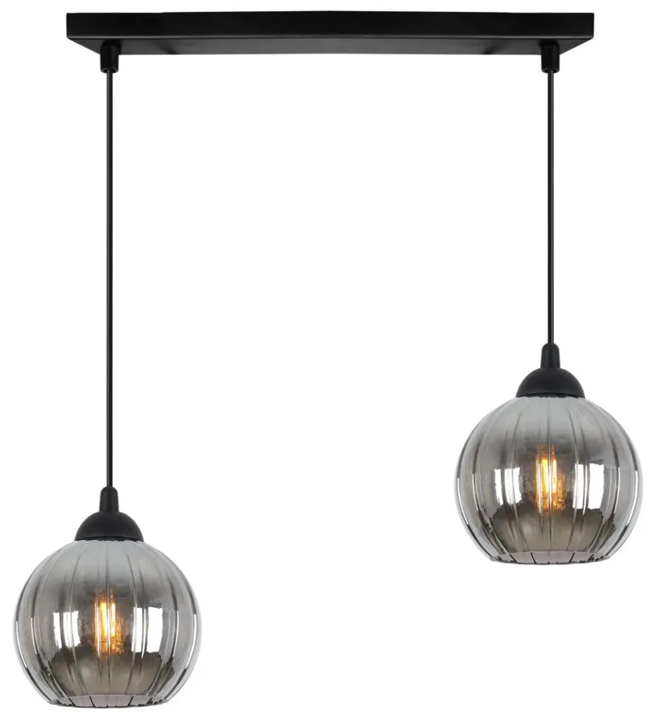 Závesné svietidlo Costa, 2x grafitové sklenené tienidlo, b