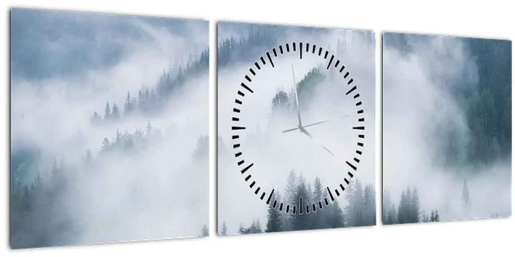 Obraz - Stromy v hmle (s hodinami) (90x30 cm)