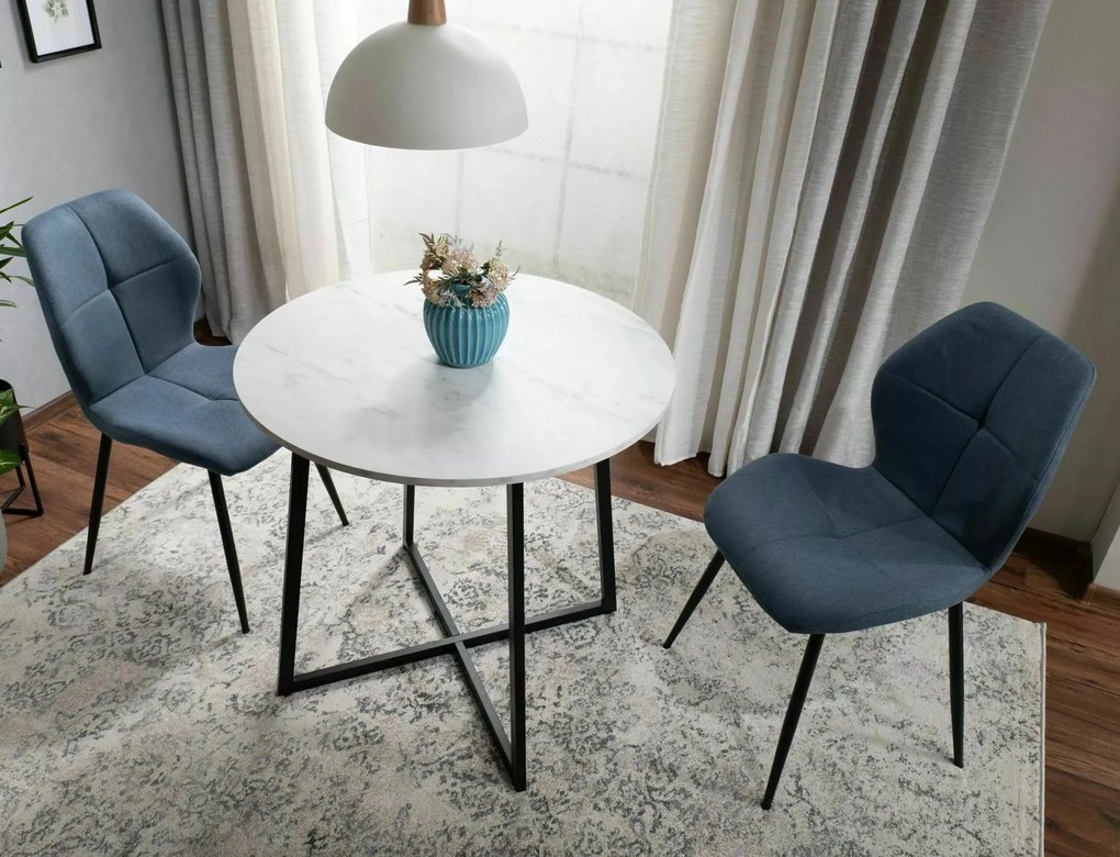 Jedálenský stôl Luna 90 cm biely mramor/čierny