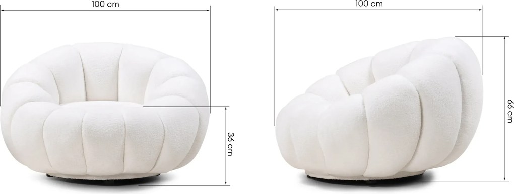 Dizajnové relaxačné kreslo VENEZIA 100 cm boucle biele