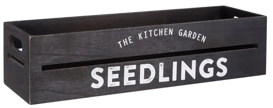 Čierny drevený črepník na bylinky a kvetiny Premier Housewares Seedligngs, 15 × 45 cm