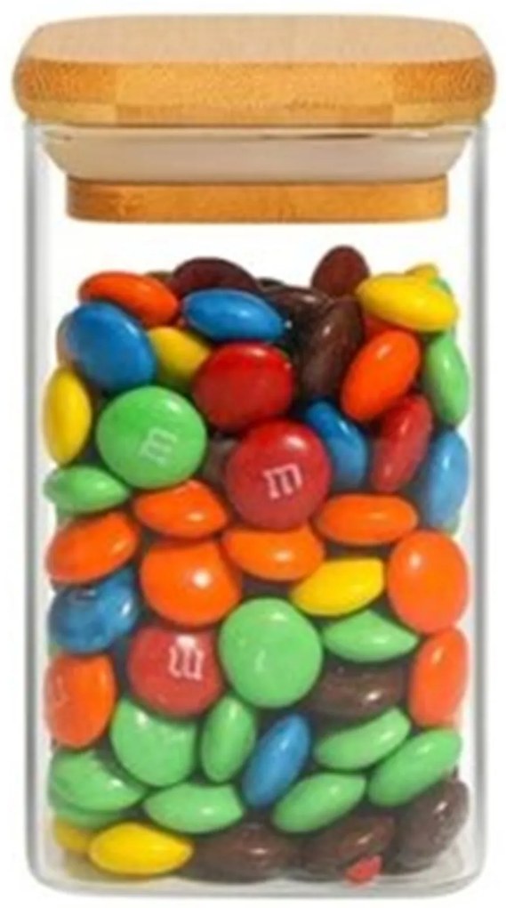 Orion Korenka, sklenená hranatá s bambusovým viečkom, CUBE 200ml