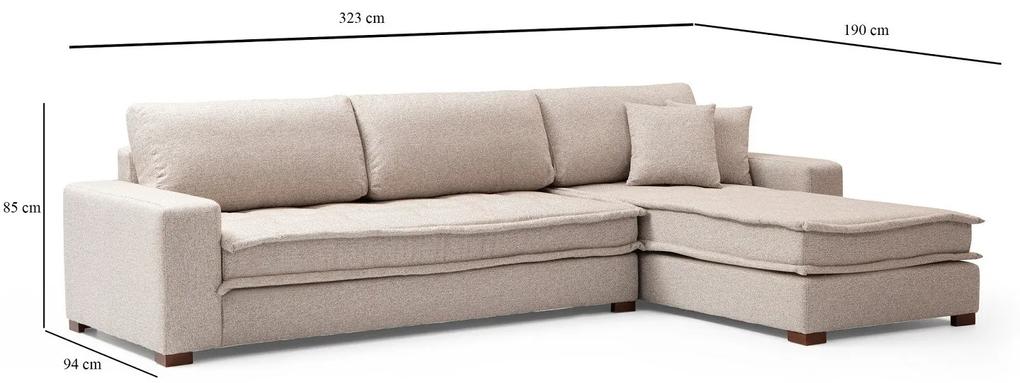 Dizajnová rohová sedačka Wilano 323 cm piesková béžová - pravá