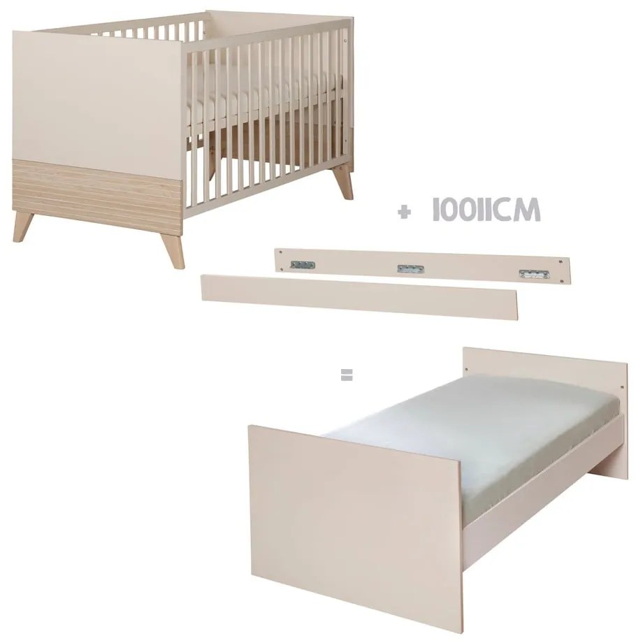 Béžová postieľka s nastaviteľnou výškou 70x140 cm Sidney – Roba