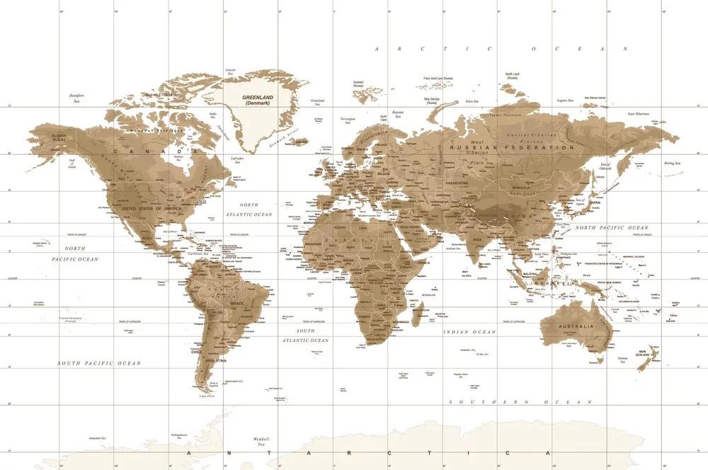 Samolepiaca tapeta nádherná vintage mapa s bielym pozadím