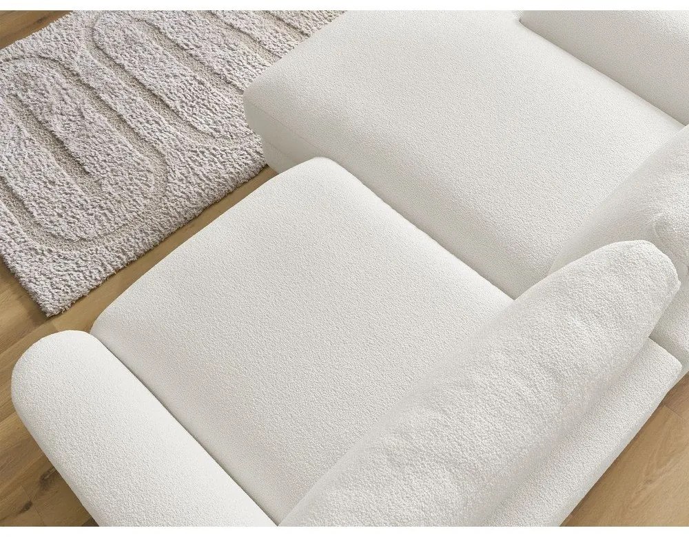 Biela rohová pohovka z textílie buklé (ľavý roh/s leňoškou) Leonore – Bobochic Paris