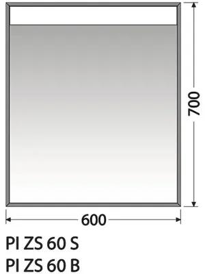 Zrkadlo do kúpeľne Intedoor Pineto strieborné 60x70 cm PI ZS 60 S