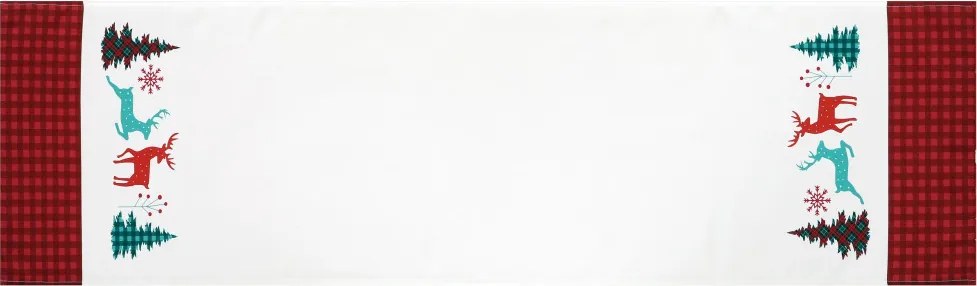 Vianočný behúň na stôl Stromčeky a soby, 150x40 cm