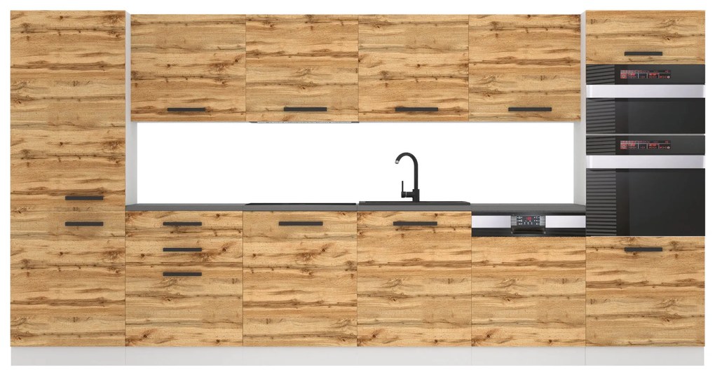 Kuchynská linka Belini Premium Full Version 360 cm dub wotan s pracovnou doskou NAOMI