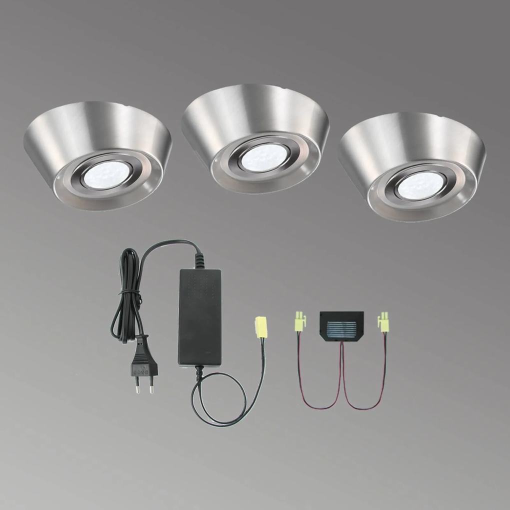 Podhľadové LED svietidlá PAL CF, 3 kusy, Ø 12 cm