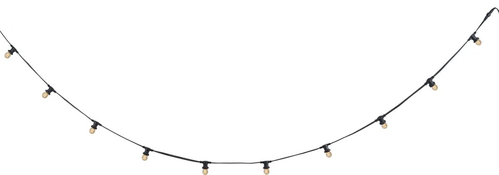 Pripojiteľné čierne girlandové osvetlenie so zástrčkou 6m vrátane E27 10-svetiel IP44 - Lubber