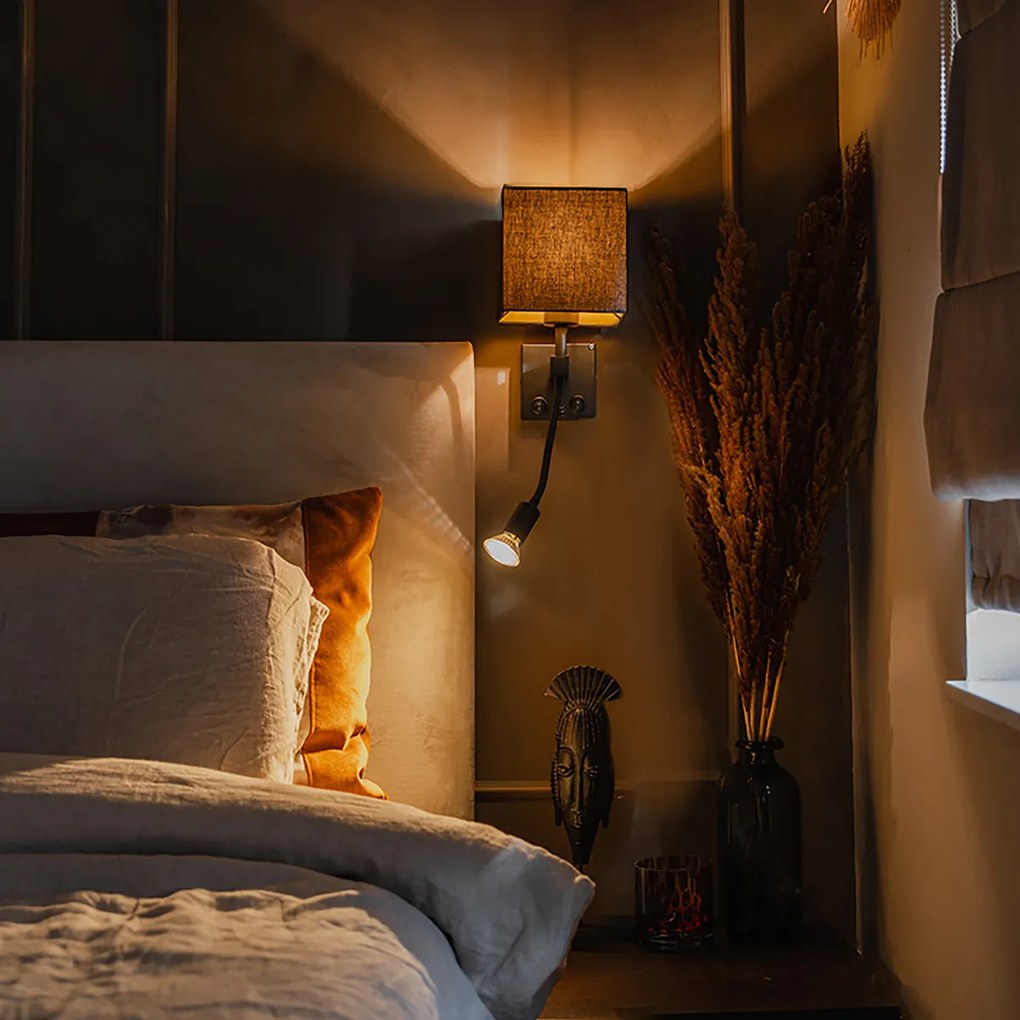 Inteligentná nástenná lampa čierna s USB vrátane Wifi A60 a GU10 - Zeno