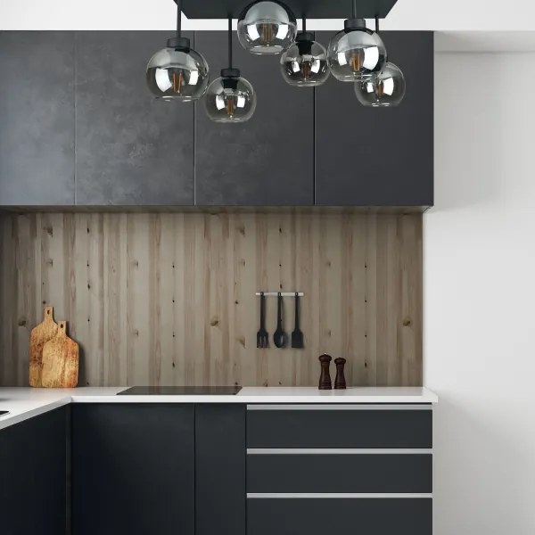 Prisadený luster NESSA 6xE27/60W/230V čierna/dymová čierna