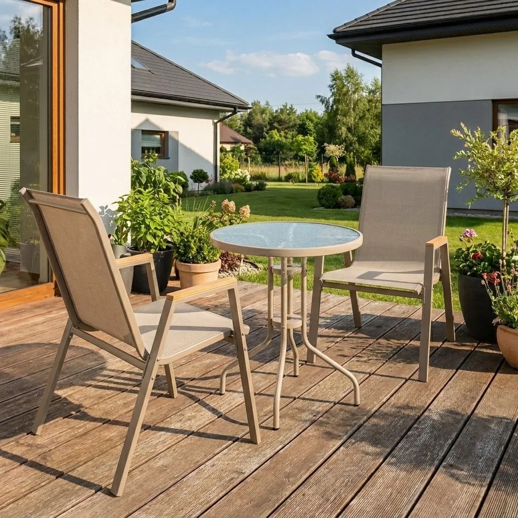 Dekorstudio Okrúhly stôl na balkón ISLAND 60cm - béžový