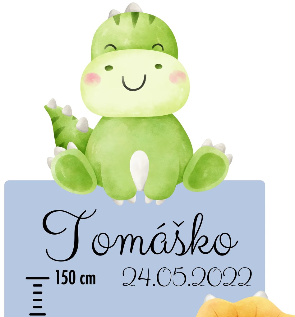 PIPPER. Detský meter s menom - Dinosaury 2 - textilná nálepka na stenu