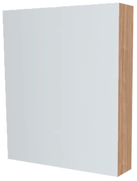 Mereo, Mereo Kúpeľňová zrkadlová skrinka 60 cm, galerka, 1x dvierka ľavá, Multidecor, Light Select Walnut, MER-CN798G61LSW1