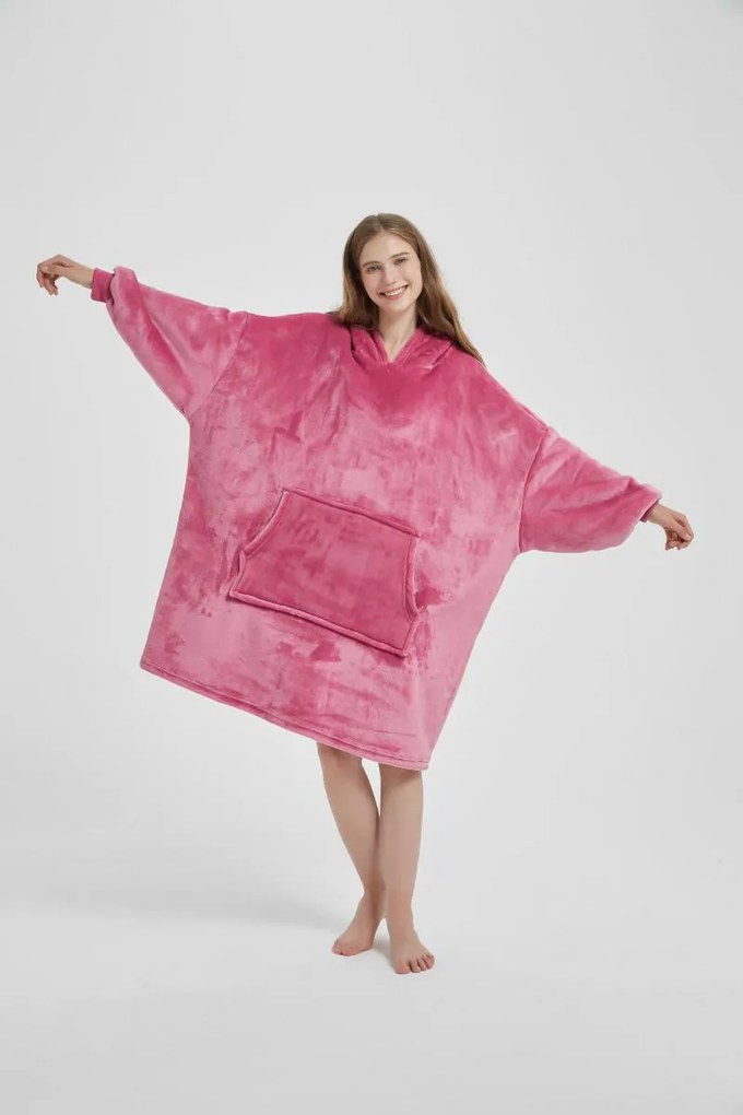 Deka s rukávmi HOODIE púdrová