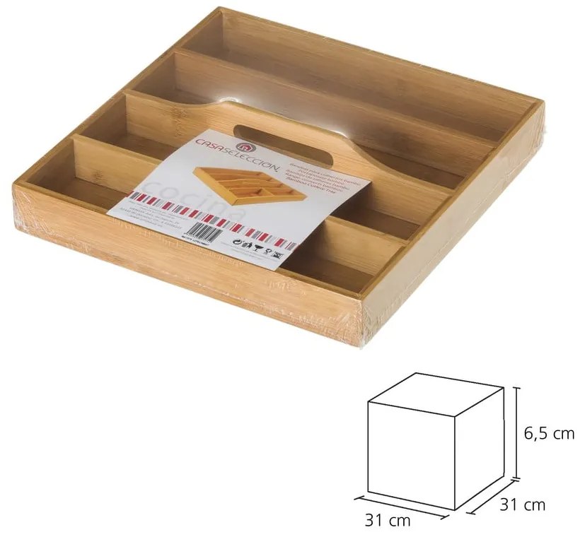 Bambusový organizér na príbory Casa Selección, 31 × 31 cm