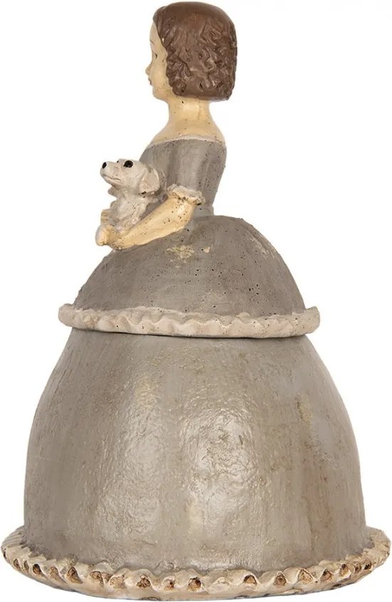 Béžová antik šperkovnica dievča v šatách držiace psíka - 19*16*22 cm