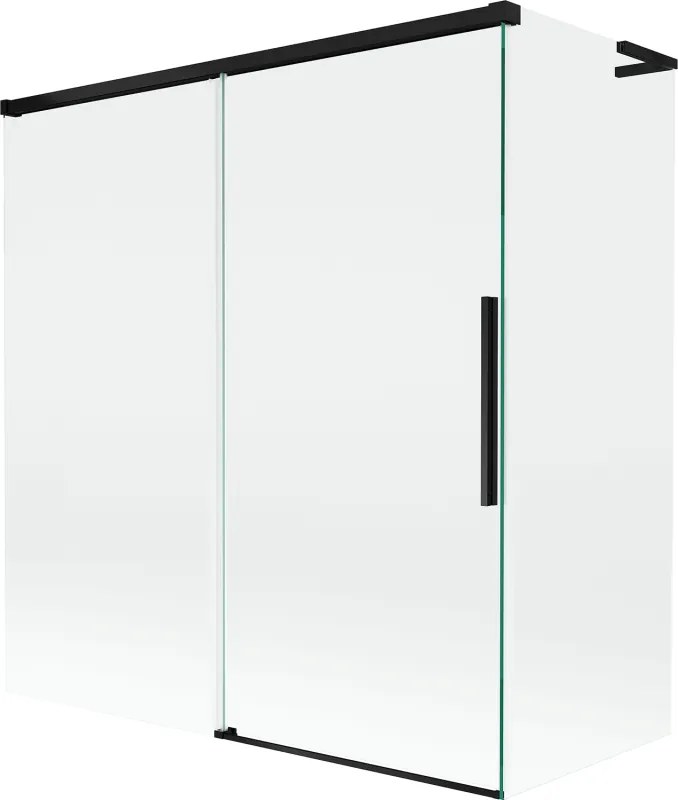 Mexen Rox L rohový sprchový paraván 2-krídlový zasúvací 150 + 70 x 150 cm, transparentný, čierny - 8C9L-150-070-70-00
