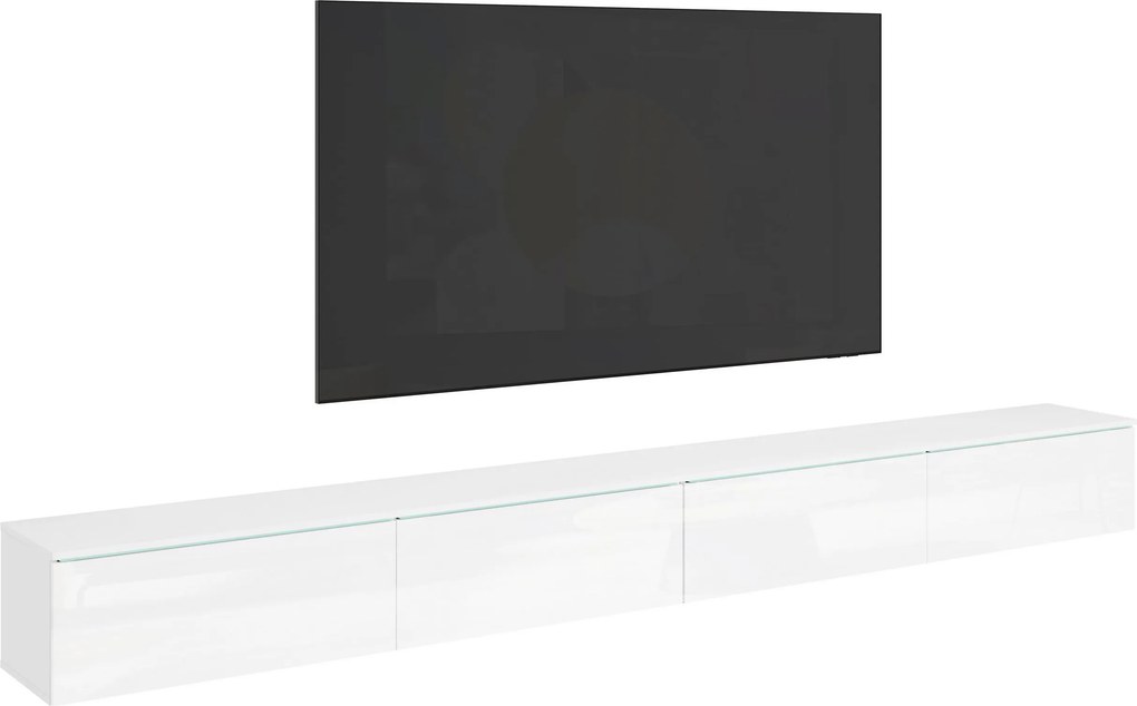 XXXLutz NÍZKÁ KOMODA 2x150 cm, biela, biela s vysokým leskom, 300/32/33 cm P & B - TV nábytok - 002778009801