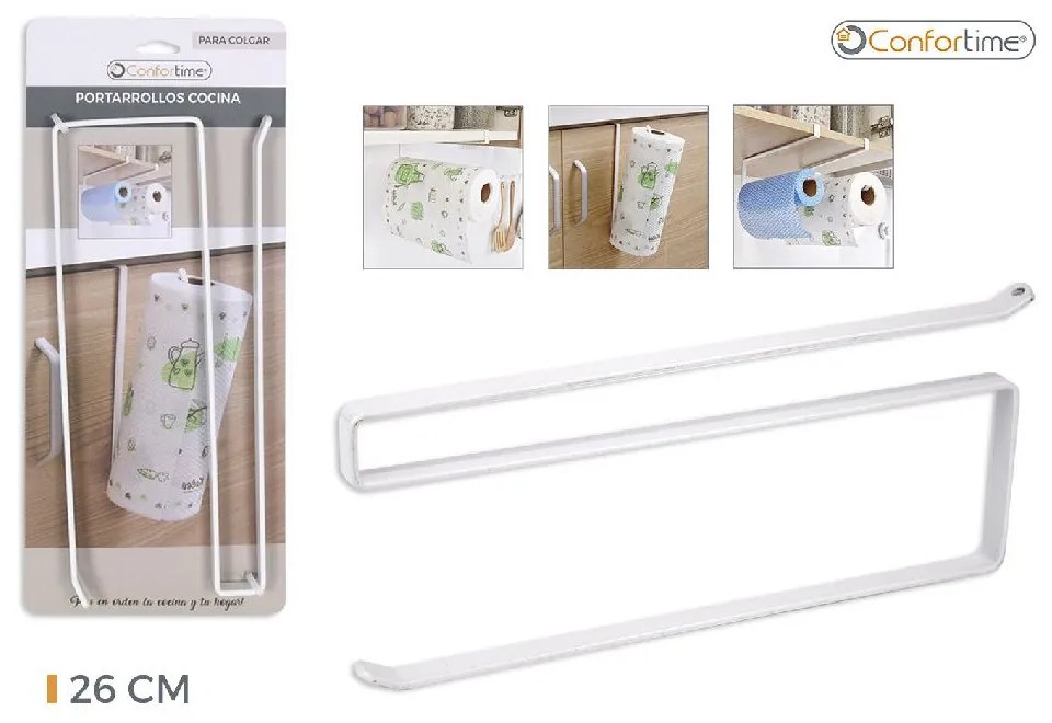 CONFORTIME Držiak na kuchynské utierky, pod poličku biely kov