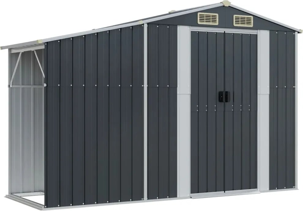 vidaXL Záhradná kôlňa antracitová 277x93x179 cm pozinkovaná oceľ