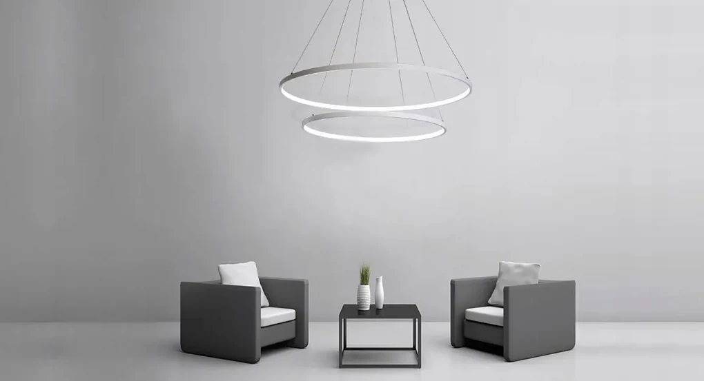 Toolight - LED závesné svietidlo Vegas 40+60cm + diaľkové ovládanie, biela, OSW-07858