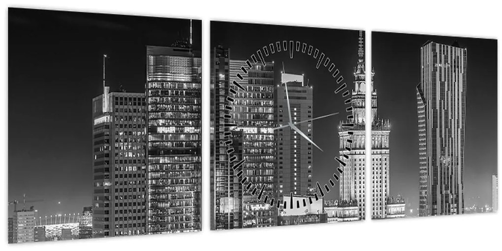 Obraz - Čiernobiely New York (s hodinami) (90x30 cm)