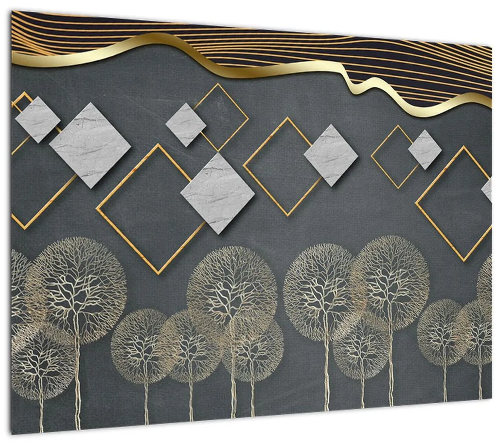 Sklenený obraz abstrakcie (70x50 cm)