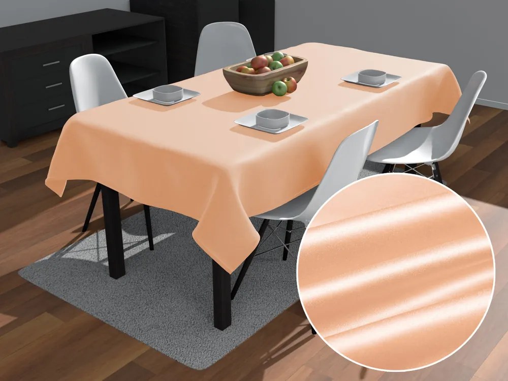 Biante Saténový obdĺžnikový obrus polyesterový Satén LUX-060 Svetlo broskyňový 120x140 cm
