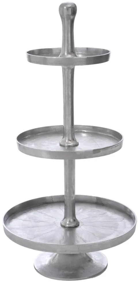 Strieborný 3-poschodový kovový etažér Matty - Ø 50 * 100cm