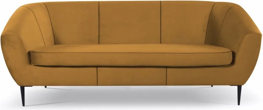 Trojmiestna pohovka Olivio, horčicovo žltá zamatová látka