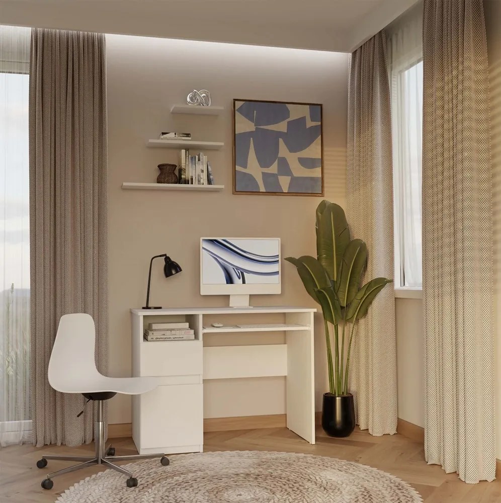 Písací stôl Porto 98 cm biely ľavý